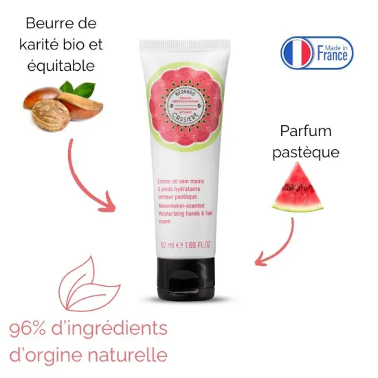 Watermelon-scented moisturizing hands and feet cream