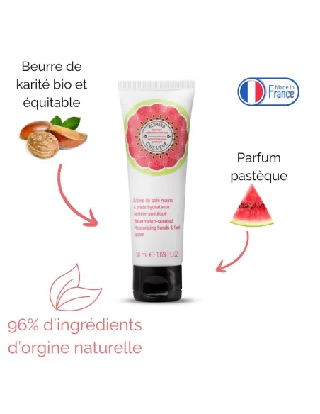 Crème de soin mains et pieds hydratante senteur Pastèque
