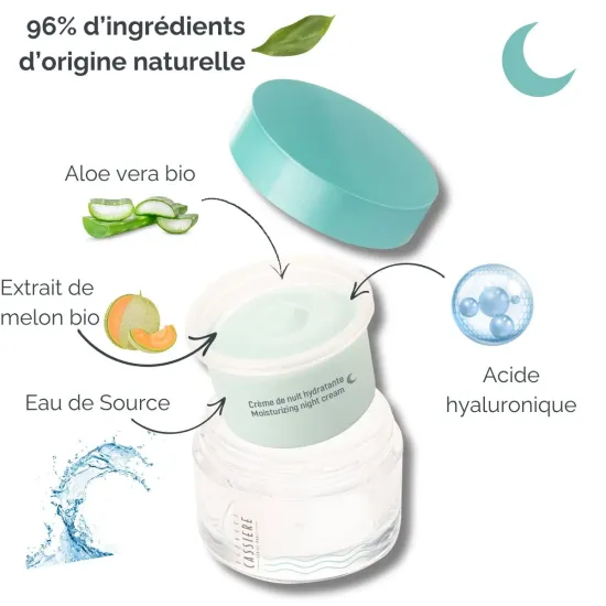 Crème de nuit hydratante à l'eau se Source des Jardins